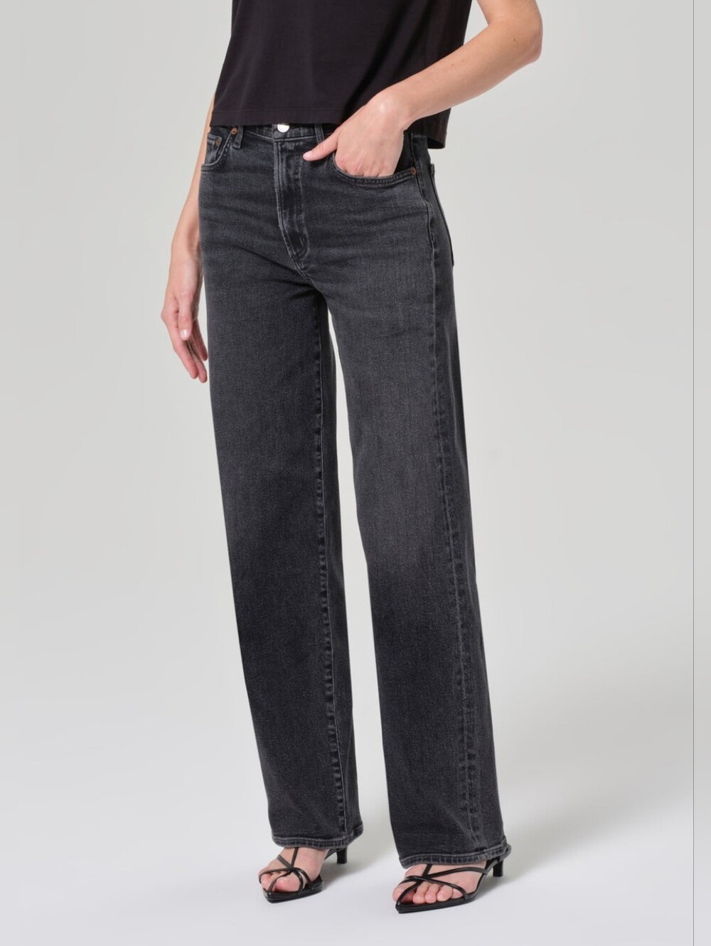 AGOLDE Harper Jean Mid Rise Relaxed Straight Jeans In Hush(washes Black)  33 - Picture 5 of 16